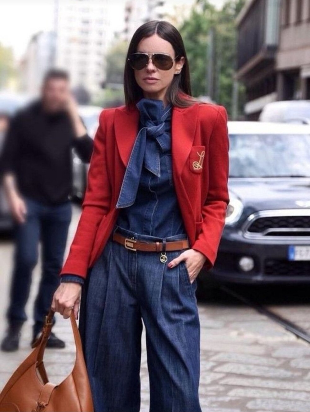 Neiman Marcus Red Single-Button Tailored Blazer 100%cashmere